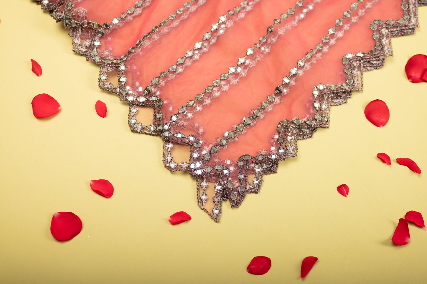 Cocktail Pink Mirror Work Dupatta