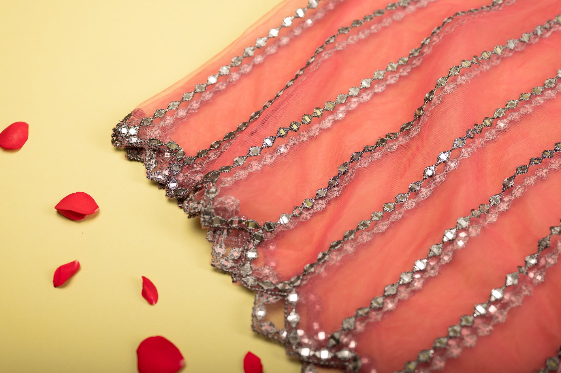 Cocktail Pink Mirror Work Dupatta