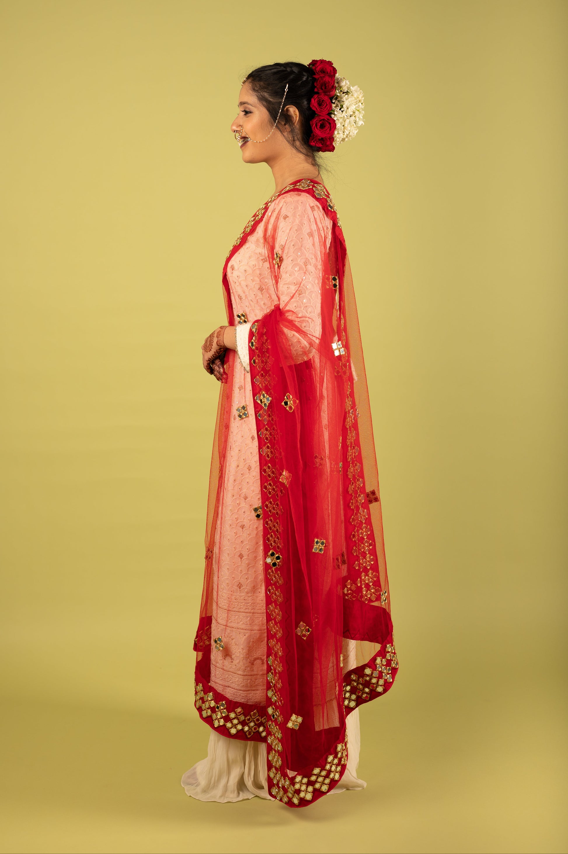 Kumkum Laal Mirror Work Dupatta